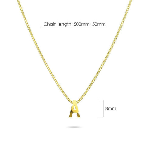 Initials Brick Alphabet Letter Necklace Gold Layered Steel Jewellery